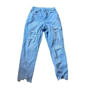 American Eagle Women's Light Blue Distressed High Rise Denim Jeans - Size 4